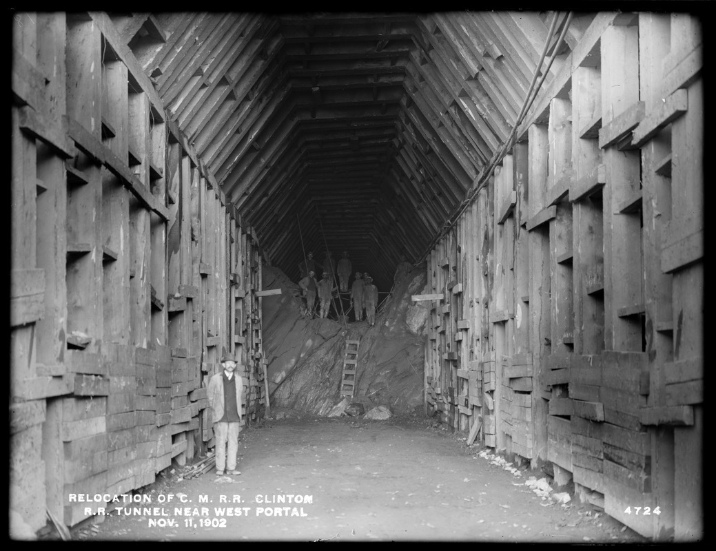 Relocation Central Massachusetts Railroad, tunnel near west portal, Clinton, Mass., Nov. 11, 1902