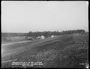 Wachusett Reservoir, relocation Central Massachusetts Railroad, abutments near South Meadow Road, Clinton, Mass., Nov. 20, 1902