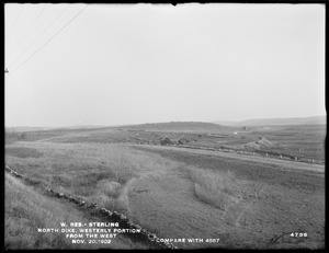 Wachusett Reservoir, North Dike, westerly portion, from the west (compare with No. 4587), Sterling, Mass., Nov. 20, 1902