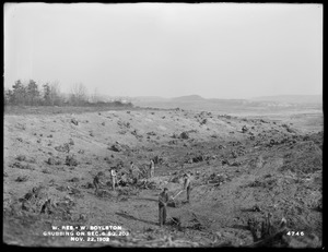 Wachusett Reservoir, grubbing on Section 6, square 203, West Boylston, Mass., Nov. 22, 1902