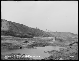Wachusett Reservoir, stumps in hillside, northwesterly from square 202, Section 6, West Boylston, Mass., Nov. 22, 1902
