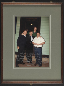 Ted Kennedy with Burke brothers outside of Doyle's Cafe