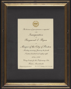 Invitation to the inauguration of Raymond L. Flynn as mayor of the City of Boston