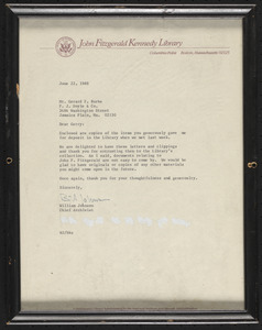 Letter to Gerry F. Burke from William Johnson