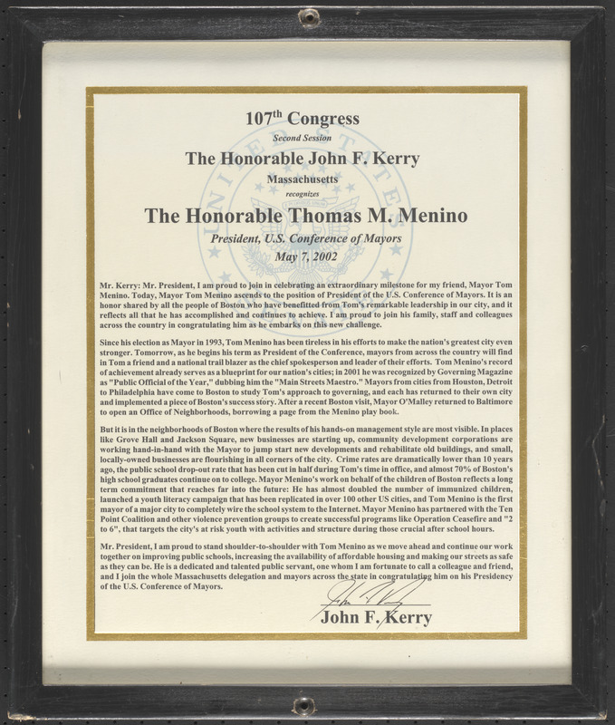 107th Congress, Second Session, The Honorable John F. Kerry ...