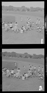 Demonstrating baseball skills