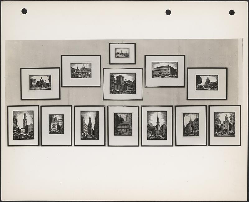 Composite photograph of Stanley Scott's prints