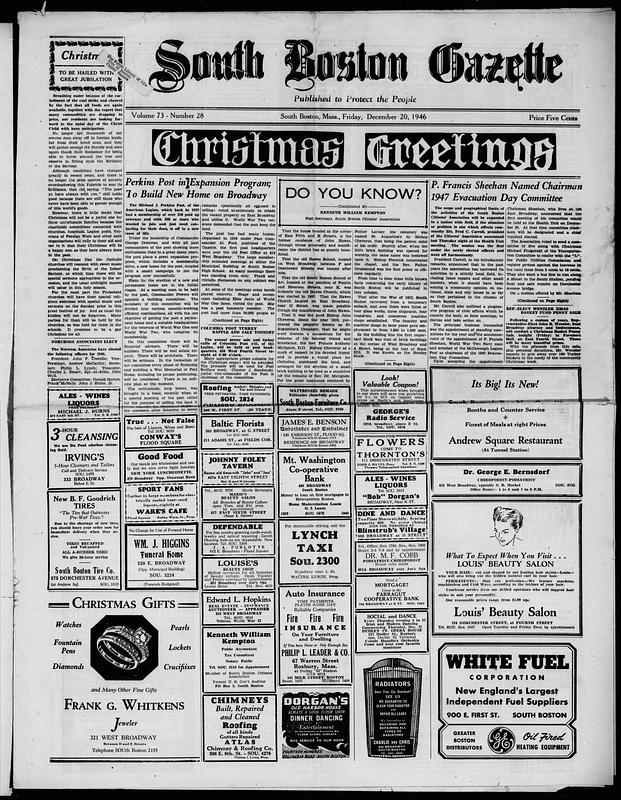 South Boston Gazette. December 20, 1946 - Digital Commonwealth