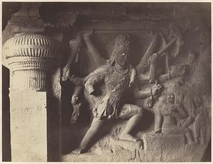 Sculpture of Shiva impaling Andhaka in the Dumar Lena Cave Temple (Cave 29), Ellora Caves, India