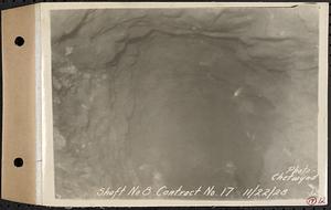 Contract No. 17, West Portion, Wachusett-Coldbrook Tunnel, Rutland, Oakham, Barre, Shaft 8, Barre, Mass., Nov. 22, 1928