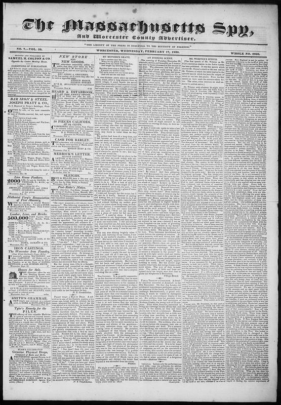 The Massachusetts Spy, and Worcester County Advertiser - Digital ...