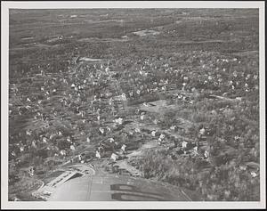 Aerial view of Sharon, with Cottage Street School shown on the left