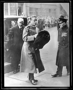 Edward, Prince of Wales, holding a bearskin hat