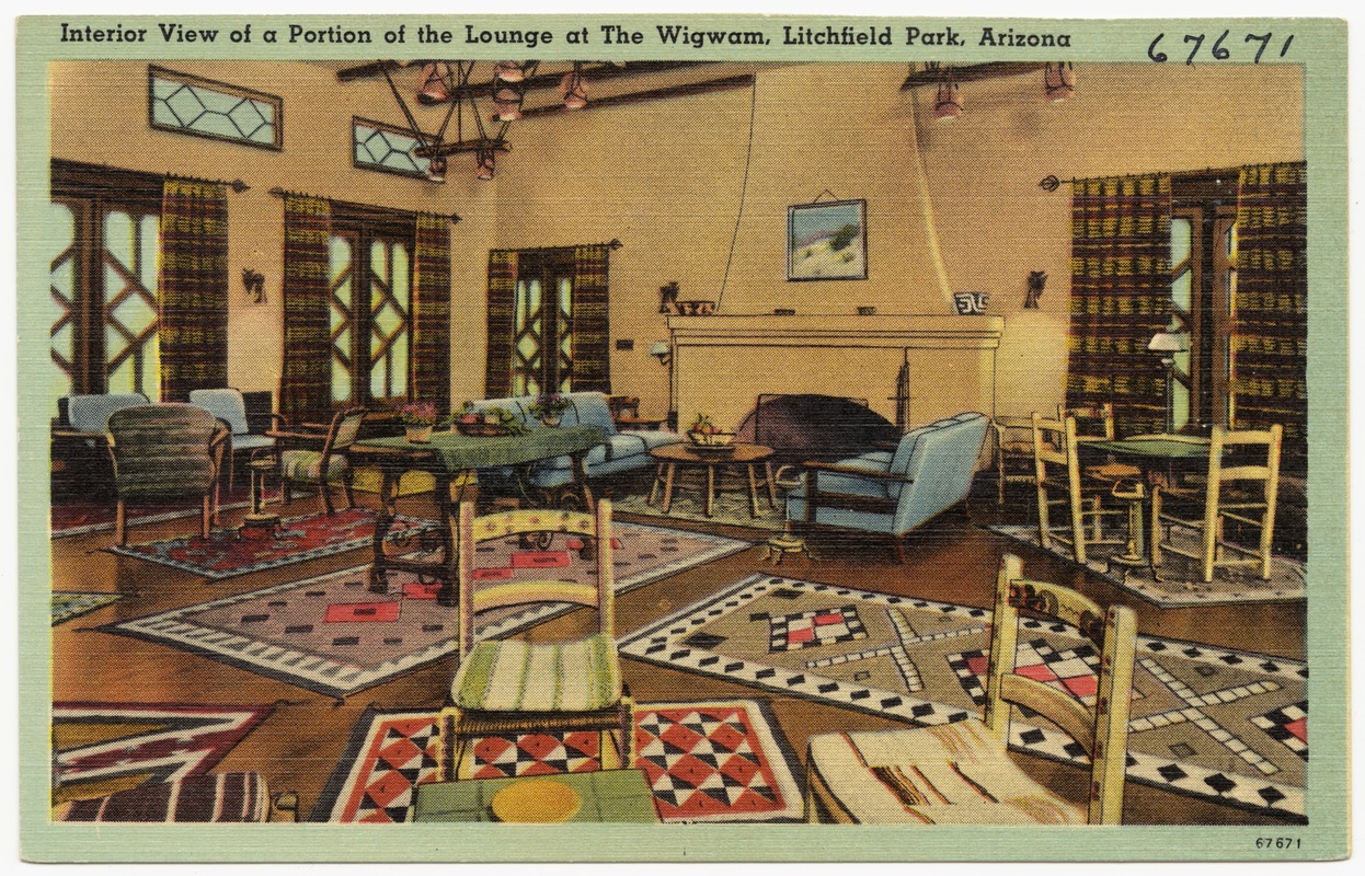 Interior view of a portion of the lounge at The Wigwam, Litchfield Park, Arizona