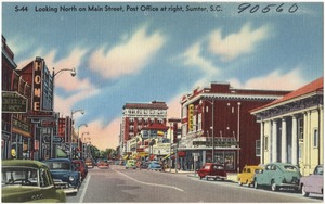 S-44. Looking north on Main Street, post office at right, Sumter, S. C.