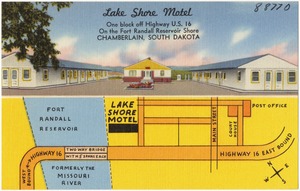Lake Shore Motel, one block off Highway U.S. 16, on the Fort Randall Reservoir Shore, Chamberlain, South Dakota