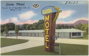 Siesta Motel, 1 1/2 mi. N. of Spearfish, S. D., on Hiway -- 14