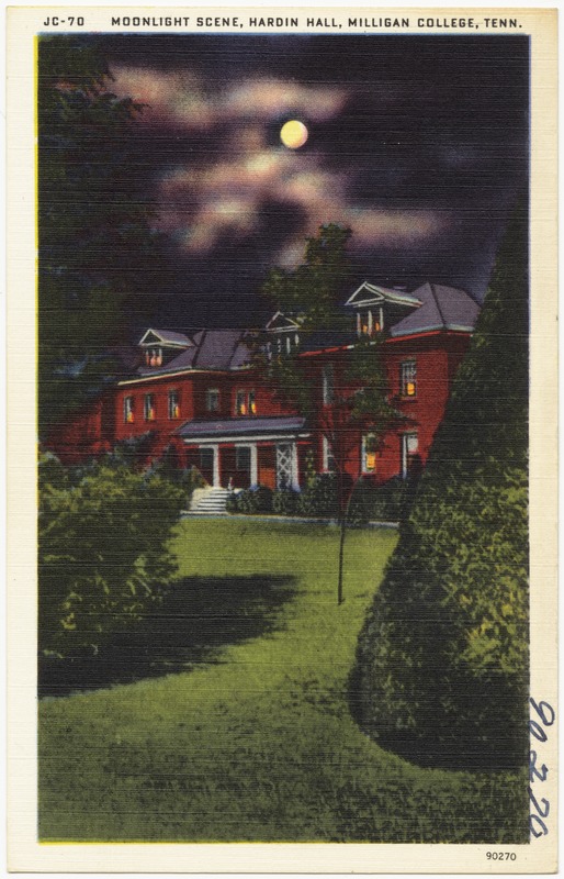 Moonlight scene, Hardin Hall, Milligan College, Tenn.
