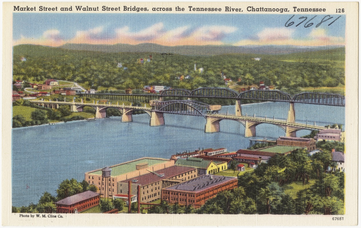Market Street and Walnut Street Bridges, across the Tennessee River, Chattanooga, Tennessee