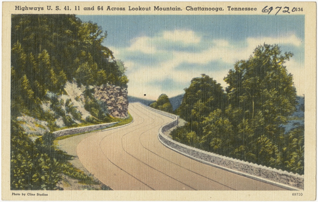 Highways U.S. 41, 11 and 64 across Lookout Mountain, Chattanooga, Tennessee