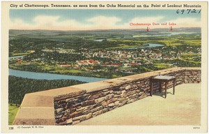 City of Chattanooga, Tennessee, as seen from Ochs Memorial on the point of Lookout Mountain