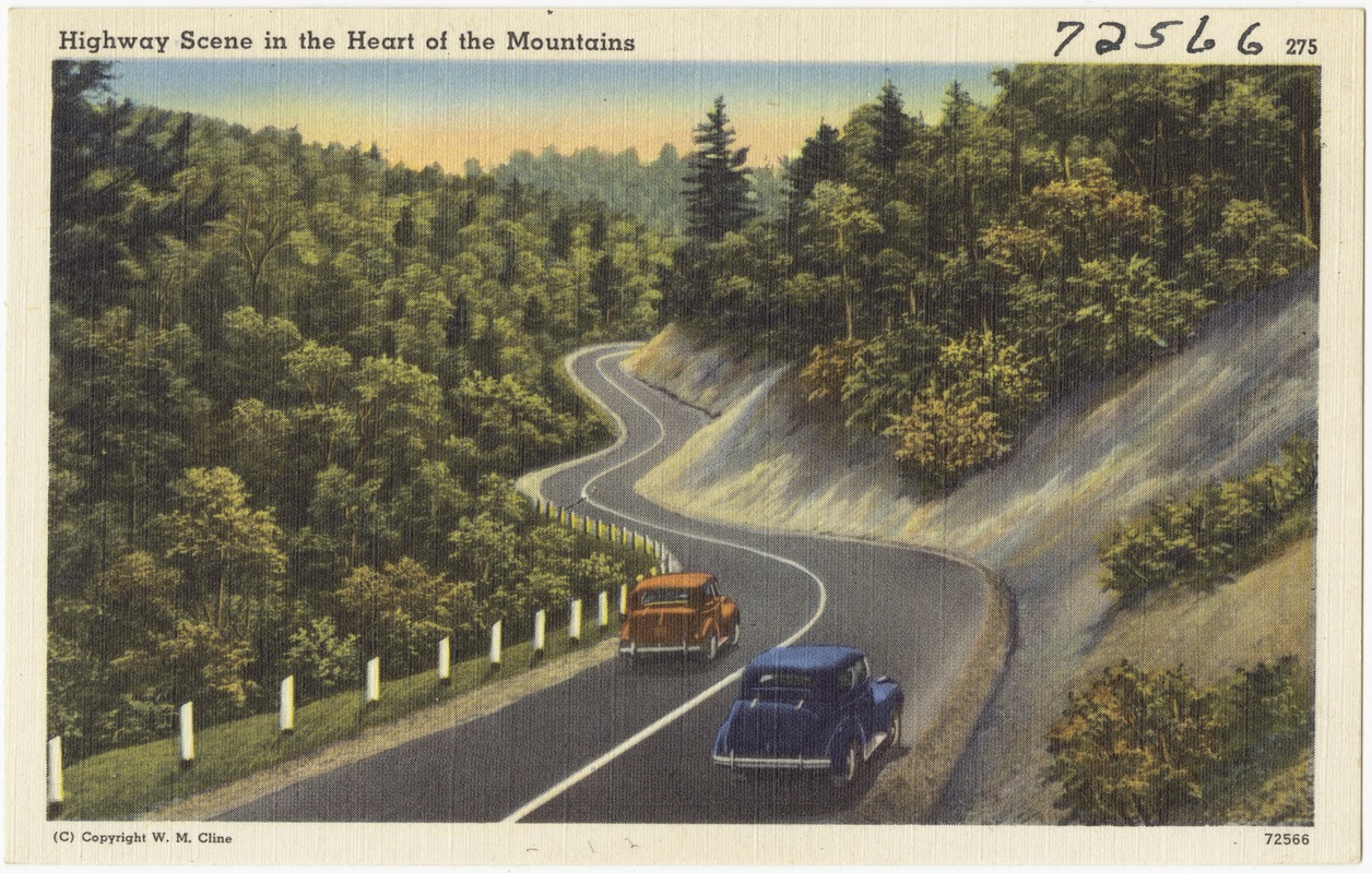 Highway scene in the heart of the mountains