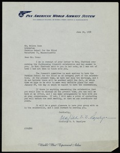 Letter regarding William Hickling Prescott celebration, 1958