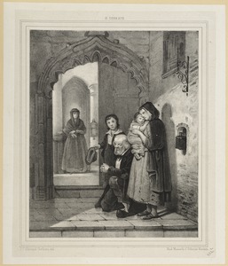 Blind Man and Family Begging Outside of Church