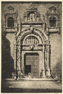 Church façade with blind beggars