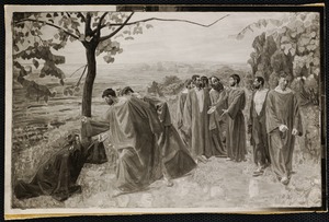 Unknown (religious men punishing blind man on hillside)
