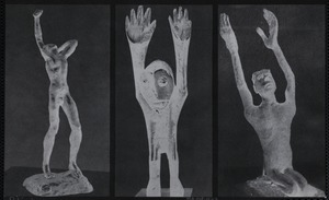 Three Statues with Raised Hands