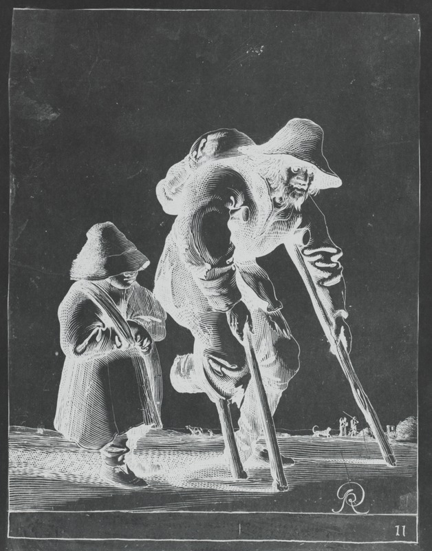 Blind Child with Man on Crutches