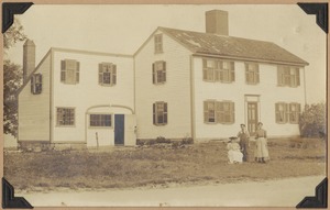 "The David Blood house" about 1915, when occupied by Mr Edgar St Clair Davidson who appears in the picture beside his mother-Miss Anna Hanson is at right