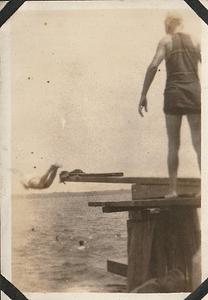 U.S. Marines at the "ship yard swimming hole" at U.S. Marine base Quantico, VA