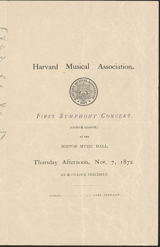 Harvard Musical Association, first symphony concert, (eighth season ...