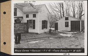 Nellie Eaton, garage, Oakham, Mass., Apr. 1, 1941