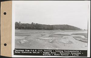 Panorama from Boston & Maine Railroad trestle, looking southeasterly, water elevation 366.00, Thomas Basin, Wachusett Reservoir, Oakdale, West Boylston, Mass., Sep. 17, 1941