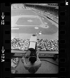 TV covers Red Sox game at Fenway Park, Boston