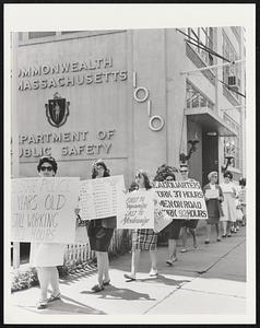 State Police wives picket Hdqrts.