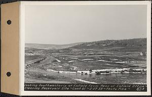 Contract No. 61, Clearing West Branch, Quabbin Reservoir, Belchertown, Pelham, Shutesbury, New Salem, Ware (including in areas of former towns of Enfield and Prescott), looking southwesterly at Enfield from rear of Enfield Office, Enfield, Mass., Feb. 27, 1939