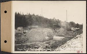 Contract No. 19, Dam and Substructure of Ware River Intake Works at Shaft 8, Wachusett-Coldbrook Tunnel, Barre, from top of spoil bank near shaft looking west, Barre, Mass., Sep. 17, 1929