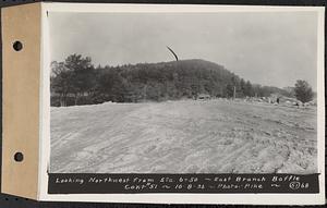 Contract No. 51, East Branch Baffle, Site of Quabbin Reservoir, Greenwich, Hardwick, looking northwest from Sta. 6+50, east branch baffle, Hardwick, Mass., Oct. 8, 1936