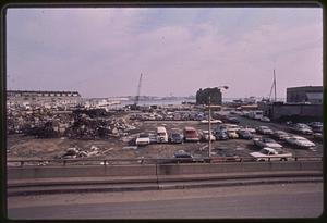 Cars parked by the water, Commercial Wharf in the background