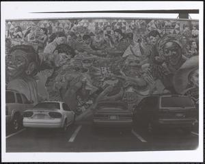 Wall mural in a parking lot