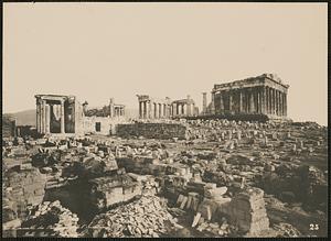 Vue d'ensemble du Parthenon et de l'Erectheion, Belle Porte et Caryatide