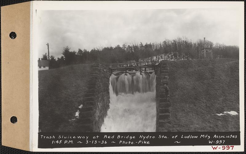 Trash sluiceway at Red Bridge hydroelectric station of Ludlow