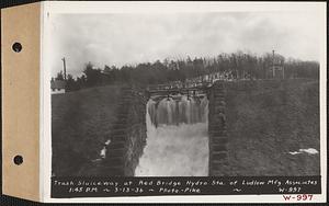 Trash sluiceway at Red Bridge hydroelectric station of Ludlow Manufacturing Associates, Ludlow, Mass., 1:45 PM, Mar. 13, 1936