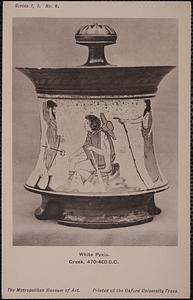 White pyxis. Greek, 470-460 B.C. The Metropolitan Museum of Art