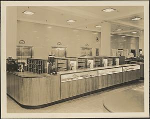 Display counter at R. H. White Co. department store, Boston