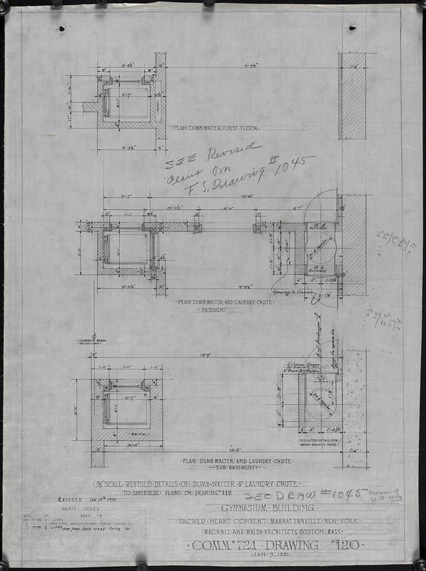 Three-quarter inch scale revised details of dumb waiter and laundry chute